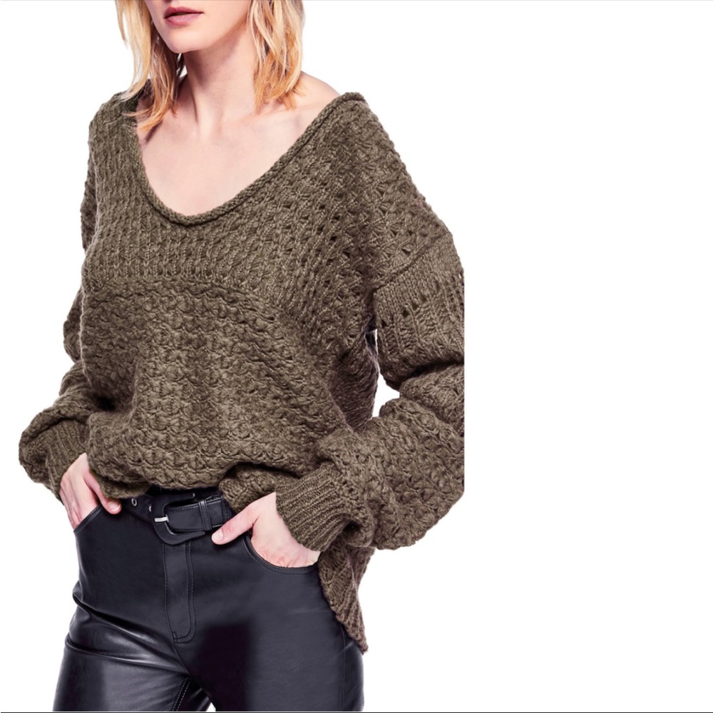 Free People Crashing Waves Pullover Knit Wool Sweater